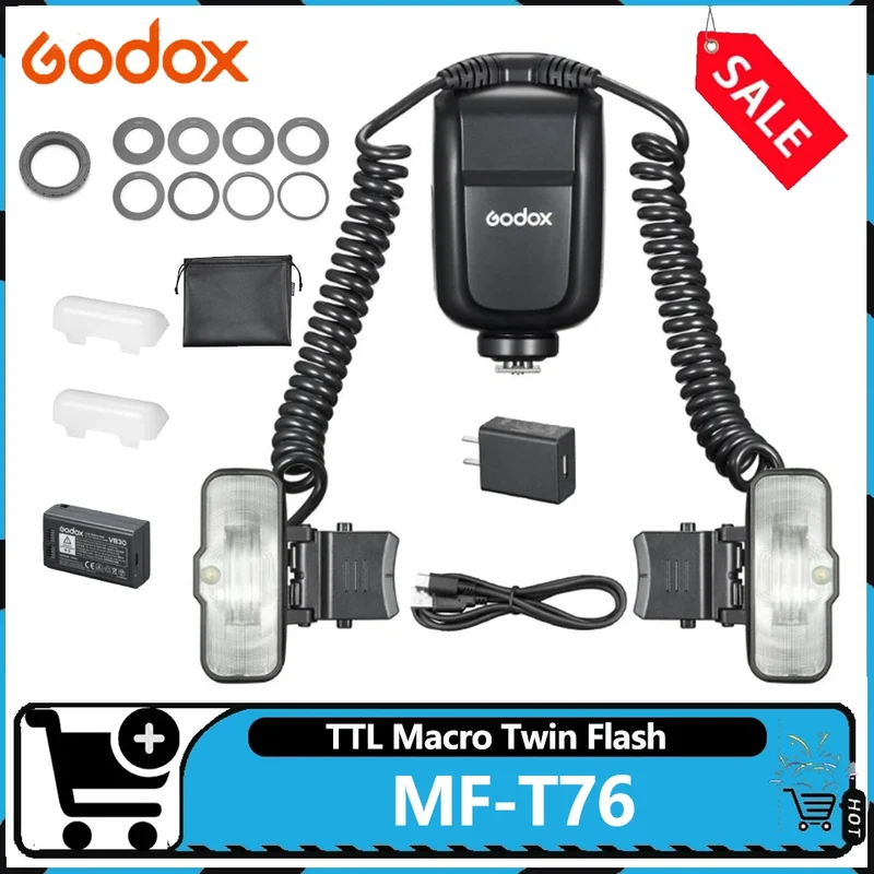 Godox MF-T76 C/N/S Macro Twin Flash TTL Auto Flash 1.2s Full-Power Recycling Dual Flash Heads compatible with Sony Canon Nikon