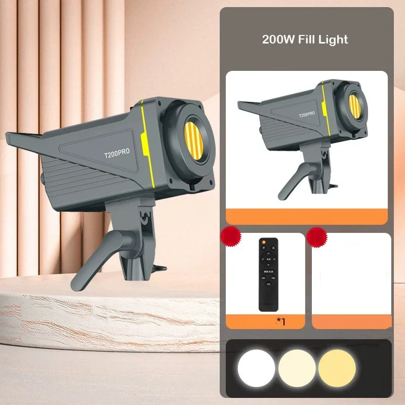 Sun Lamp Portable LED Photography Fill Light 200W Studio Video Light 95+ 2700K-6500K 220V Dimmable Bowens Mount Continuous Light