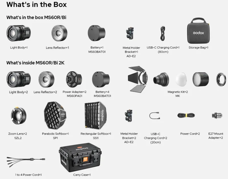 Godox MS60R RGB MS60Bi Bi-Color LED Light For Film, Broadcast & Video Production - KNOWLED Series