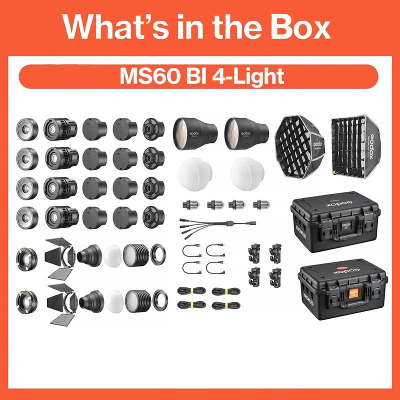 Godox MS60R RGB MS60Bi Bi-Color LED Light For Film, Broadcast & Video Production - KNOWLED Series