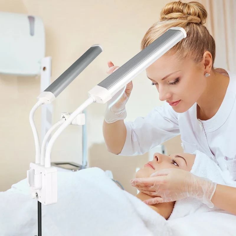 HDSNH LED Video Light 40W Double Arms Beauty Light with Phone Holders Adjustable Tripod Dimmable 3200-5600K for Makeup Manicure
