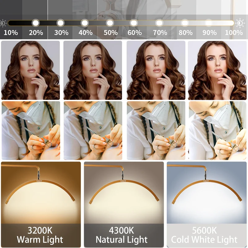 Fosoto Multiple Professional Half-Moon Light LED Lash Light Ring Light For Makeup Beauty Salon Eyebrow Tattoo photography Video