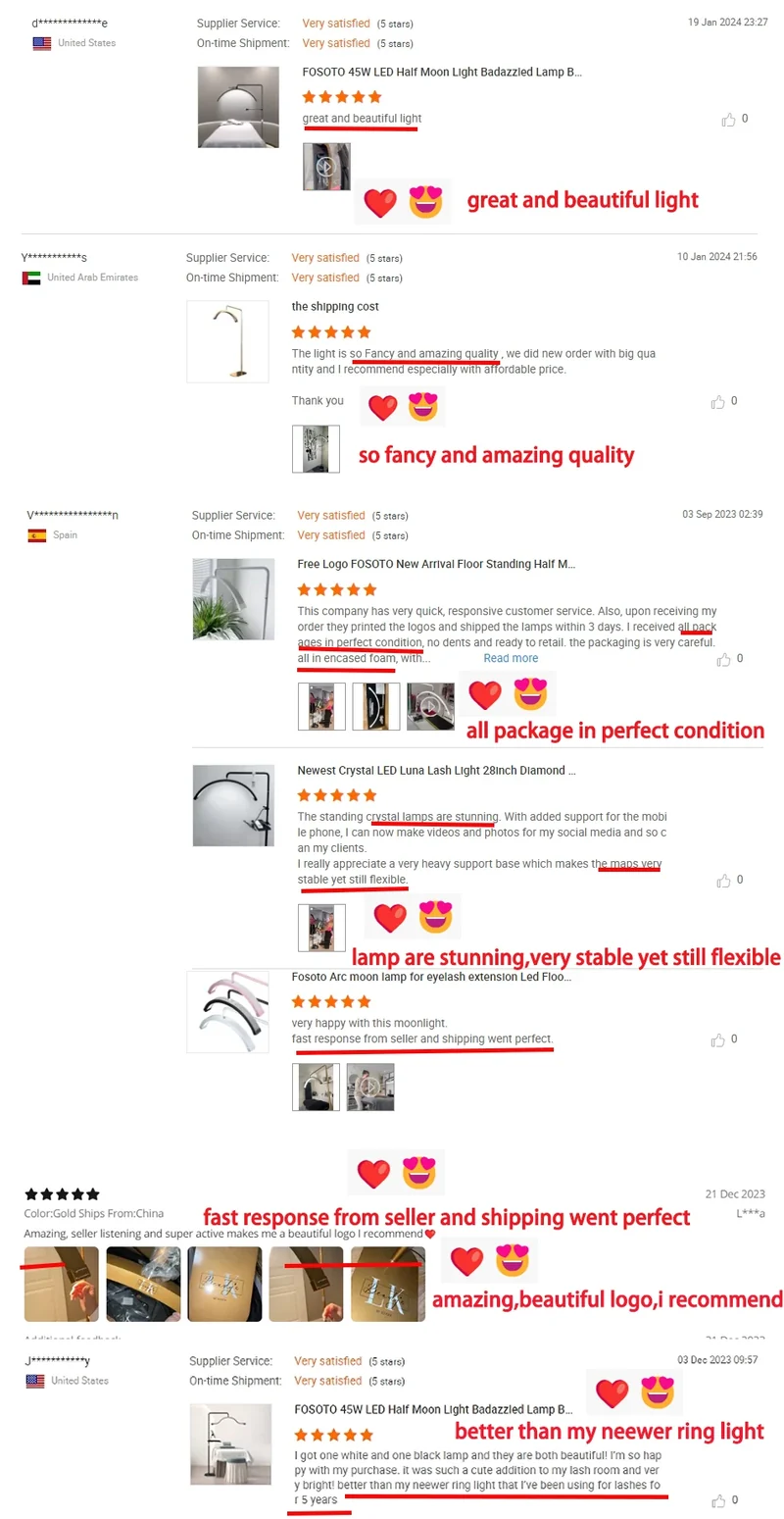 Fosoto Multiple Professional Half-Moon Light LED Lash Light Ring Light For Makeup Beauty Salon Eyebrow Tattoo photography Video