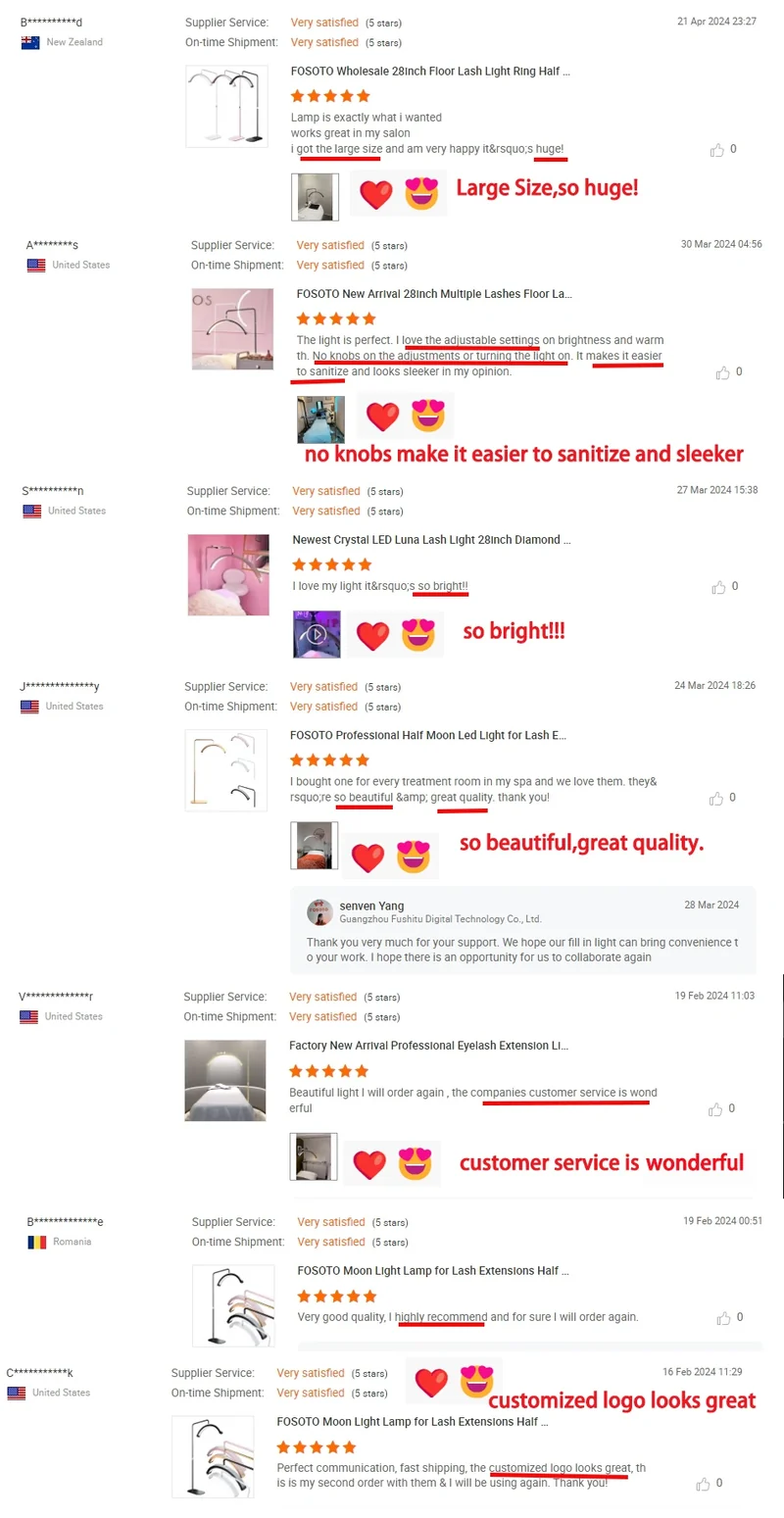 Fosoto Multiple Professional Half-Moon Light LED Lash Light Ring Light For Makeup Beauty Salon Eyebrow Tattoo photography Video