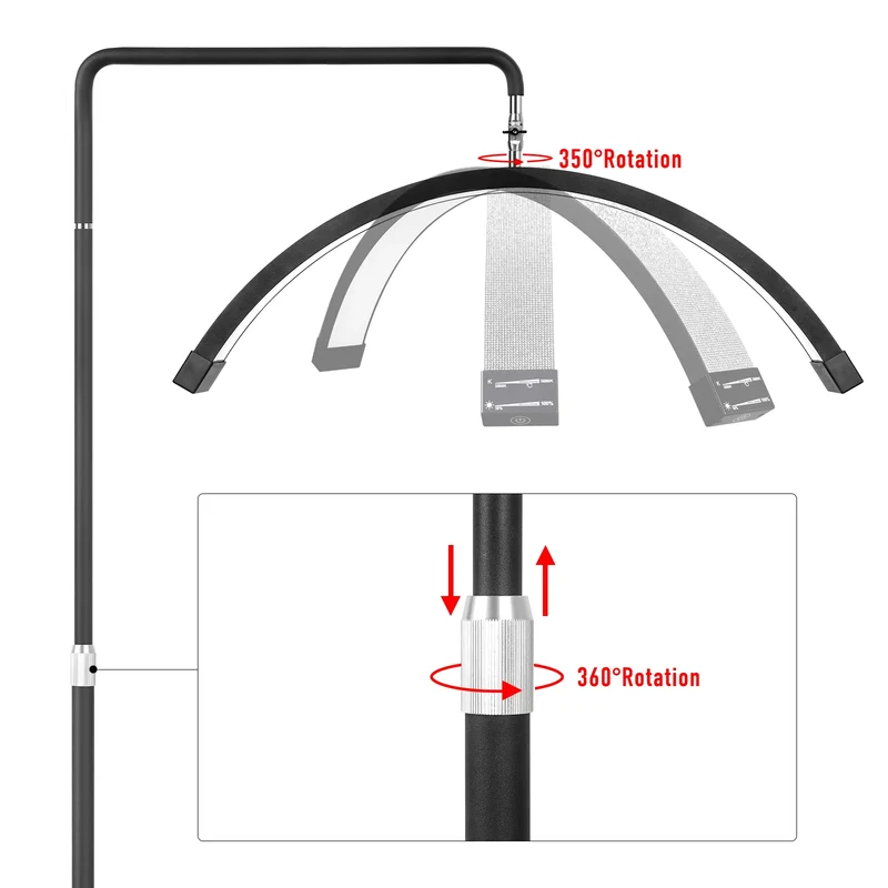 Fosoto Multiple Professional Half-Moon Light LED Lash Light Ring Light For Makeup Beauty Salon Eyebrow Tattoo photography Video
