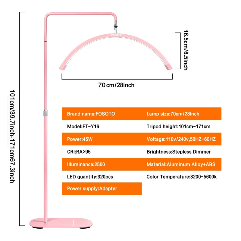 Fosoto Multiple Professional Half-Moon Light LED Lash Light Ring Light For Makeup Beauty Salon Eyebrow Tattoo photography Video