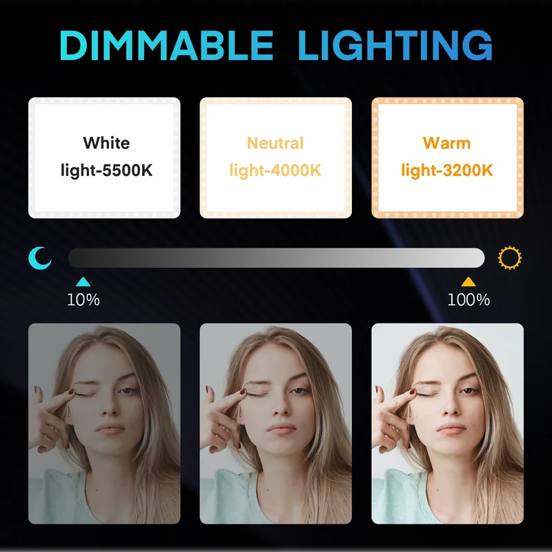 LED Desk Bi-Color Video Light RGB Streaming Key Light with Remote Control Dimmable Studio Light with Phone Holder Desk Stand