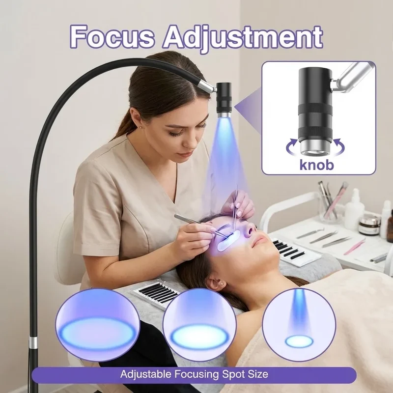 UV Lamp Lash with Foot Switch 405nm Adjustable Focus Touch Control Nail Polish False Eyelashes Glue Curing Floor Lamp