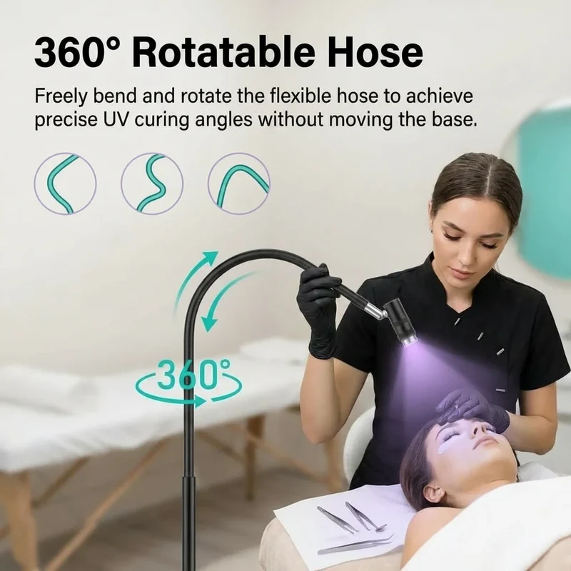 UV Lamp Lash with Foot Switch 405nm Adjustable Focus Touch Control Nail Polish False Eyelashes Glue Curing Floor Lamp