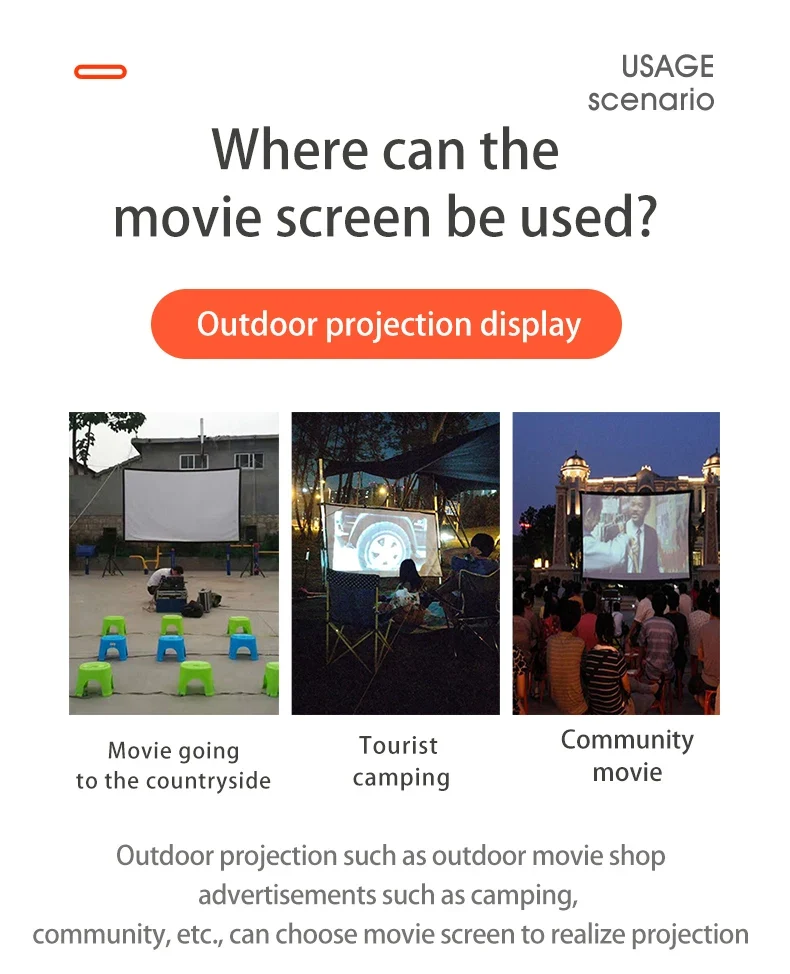 MIXITO Projection Curtain 16: 9 Ratio Hight-Density 60-200 Inch Foldable Anti-Crease Portable Movie Projector Screen