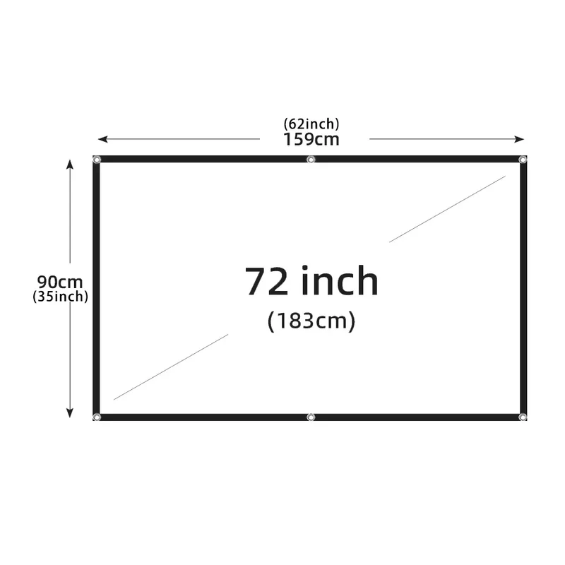 MIXITO Projection Curtain 16: 9 Ratio Hight-Density 60-200 Inch Foldable Anti-Crease Portable Movie Projector Screen