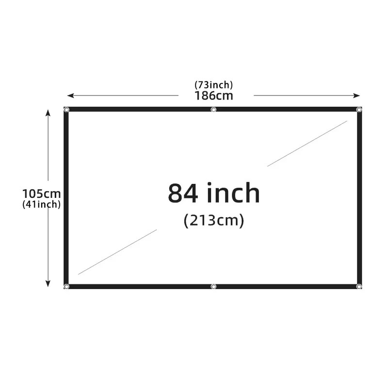 MIXITO Projection Curtain 16: 9 Ratio Hight-Density 60-200 Inch Foldable Anti-Crease Portable Movie Projector Screen