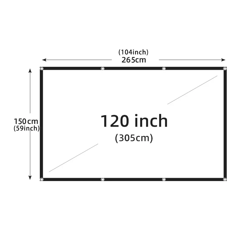 MIXITO Projection Curtain 16: 9 Ratio Hight-Density 60-200 Inch Foldable Anti-Crease Portable Movie Projector Screen