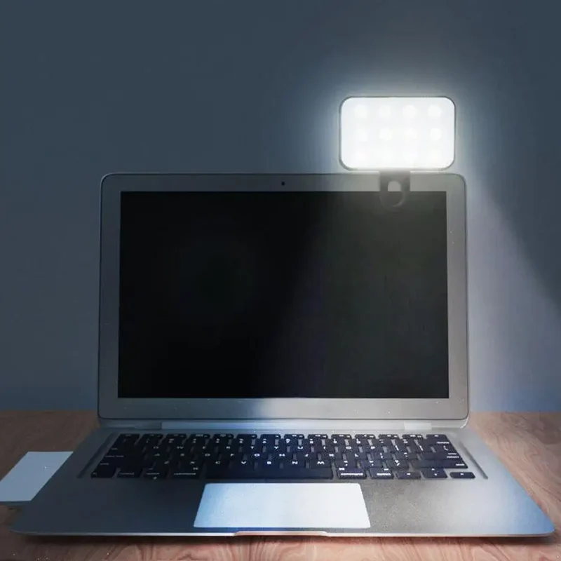 Portable Mini LED Selfie Fill Light 3 Modes Adjustable Brightness Rechargeable Clip On For Mobile Phone Laptops Live Video Light