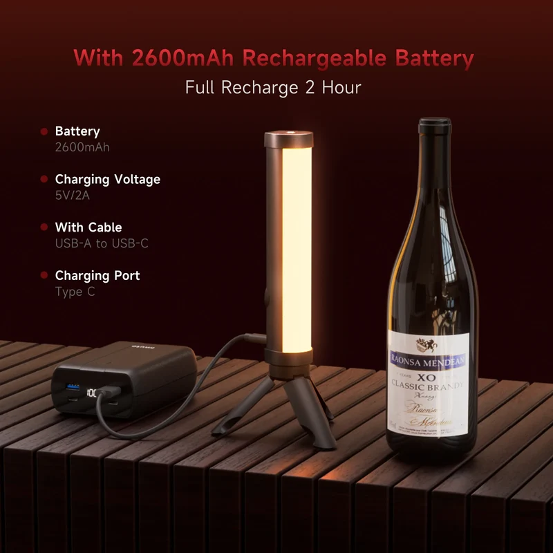 PHOTOOLEX RGB Video Light Handheld Magnetic Tube Light Design 2500K-9000K Photography Studio Lamp 12 Light Effects LED Tube