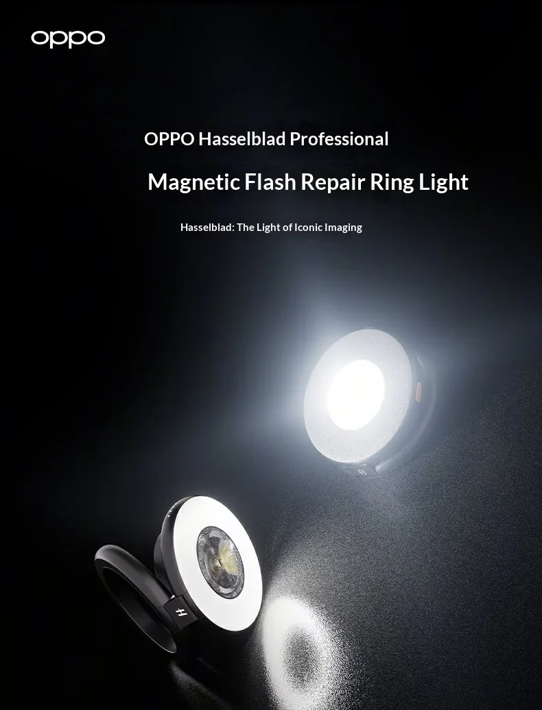 For Oppo Hasselblad Professional Magnetic Flash Light Super Brightening Unique One Click Exposure Continuous Flashing CCD Style