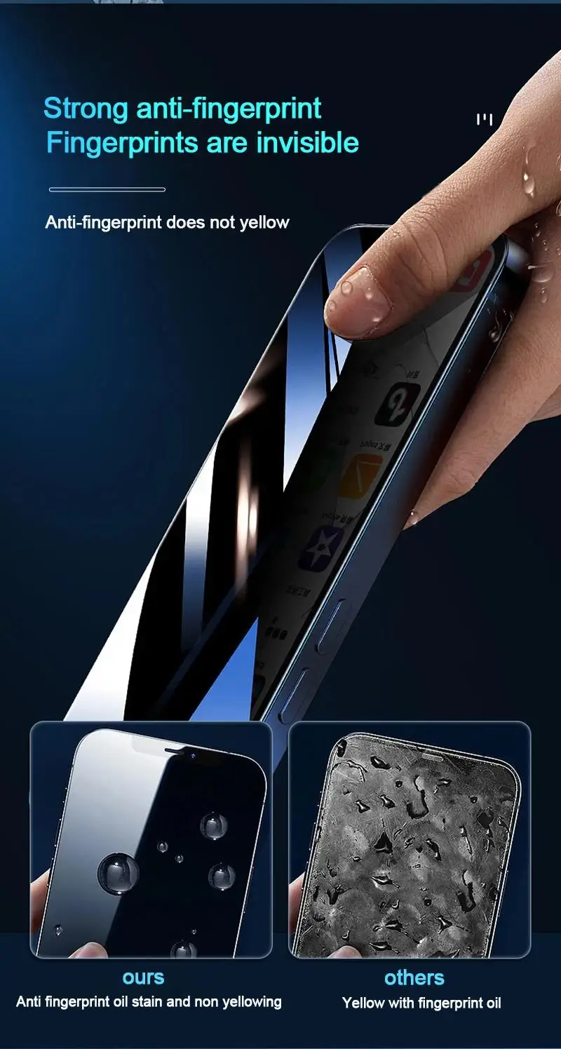 1-5pcs Anti Spy Screen Protector For iPhone17 16 15 14 13 12 11 Xs Pro Max17Air XR Plus mini Tempered Glass Privacy Peep
