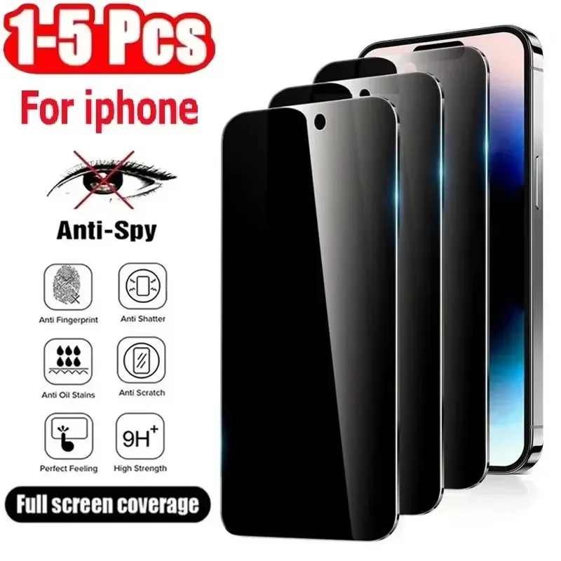 1-5pcs Anti Spy Screen Protector For iPhone17 16 15 14 13 12 11 Xs Pro Max17Air XR Plus mini Tempered Glass Privacy Peep