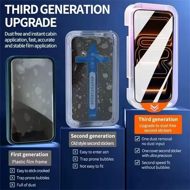 1-5Pcs Anti Spy Screen Protector For iPhone 17 16 15 14 13 12 11 Pro Max XS X XR Air 6 7 8 Plus 16e One Click Installation Glass