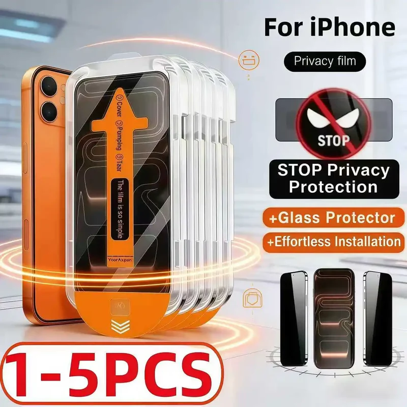 1-5PCS Dust Free Installation Privacy Tempered Glass For iPhone17 16 15 14 13 12 11ProMax 17Air XS Anti-spy Screen Protector