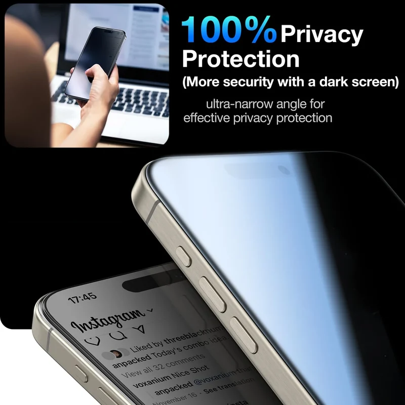 8IN1 4Pcs Anti-Spy Tempered Glass Screen Protector + 4Pcs HD Camera Lens For iPhone 11 12 13 14 15 16 Pro Max 16 Plus 16e Film
