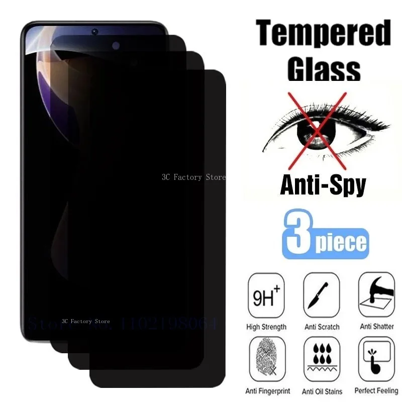 3Pcs Privacy Screen Protector For Xiaomi Redmi Note 13 11 10 Pro 12 9 8 10C 10A 9T 9C NFC 7 10s 11s 12s Anti Spy Tempered Glass
