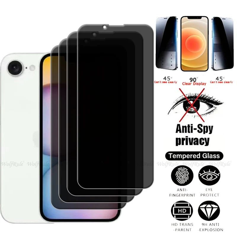 4Pcs For iPhone 16e Glass iPhone 16e Tempered Glass Privacy Anti-Spy HD 9H Cover Phone Screen Protector For iPhone 16e iPhone16e