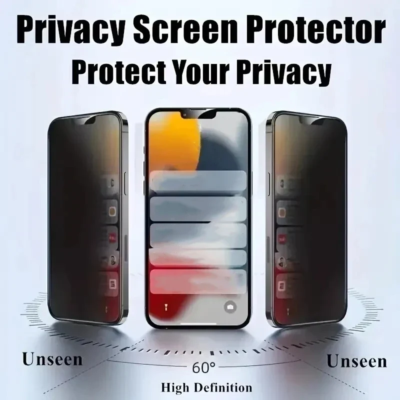 5Pcs Full Cover Anti Spy Screen Protector for iPhone 17 16 12 13 14 15 PRO MAX 14 Plus Tempered Glass Privacy 15 Plus 16 Pro Max