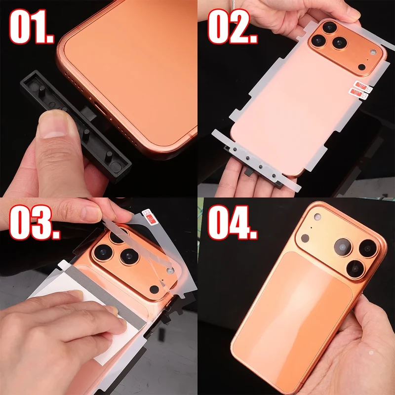 Pet Soft Film Curved Edge Fiber Glass Protective High-Definition Back Film 1 Piece for iPhone 17/17 Air/17 Pro/17 Pro Max, Anti-Scratch Transparent Film, Device Protective Layer + High-Definition Tpu Ultra-Thin Fiber Glass Ba