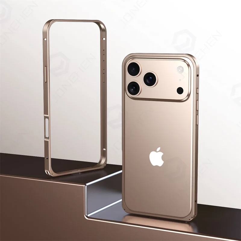 17pro Light Aluminum Metal Bumper Case Orange For iPhone 12 13 14 Plus 15 16 17 Pro Max Ultra Thin Alloy Back Frame Accessories