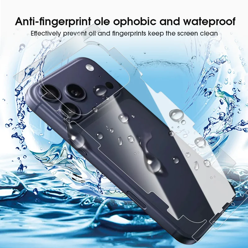 Back+Frame Hydrogel Film For iPhone 17 17Air 17Pro Max Clear Full Protection Border Side Back Protector Soft Films Not Glass
