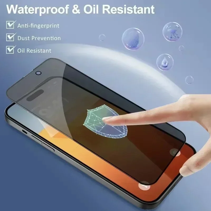 1-5Pcs Full Cover Privacy Screen Protector For iPhone 16 15 13 11 14Pro Max Anti Spy Tempered Glass For iPhone X XS Max XR
