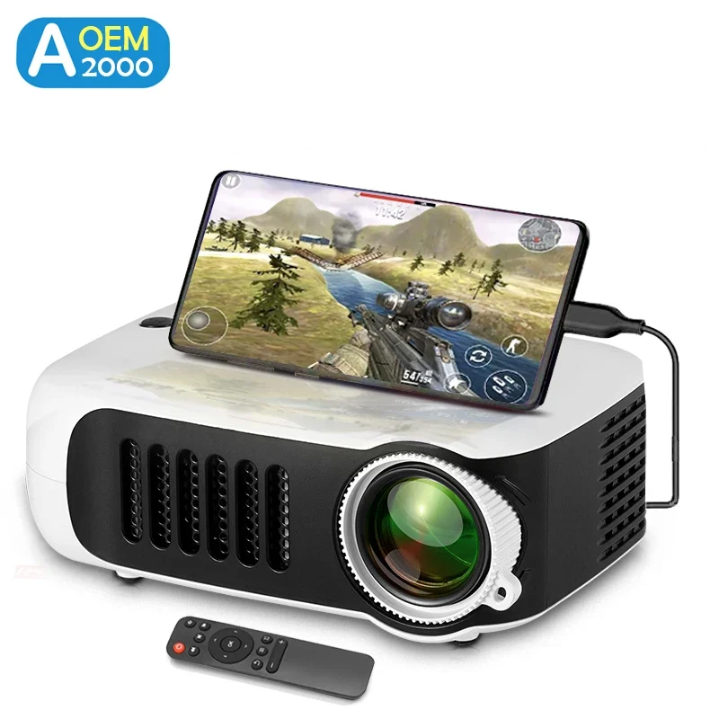 A2000 Mini Projector Portable Home Cinema 3D LED Video Projector 4K 1080P Gaming Laser Beamer with HD Port for Smart TV Box