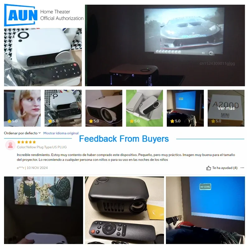 A2000 Mini Projector Portable Home Cinema 3D LED Video Projector 4K 1080P Gaming Laser Beamer with HD Port for Smart TV Box