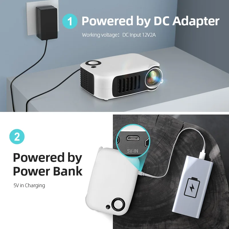 A2000 Mini Projector Portable Home Cinema 3D LED Video Projector 4K 1080P Gaming Laser Beamer with HD Port for Smart TV Box