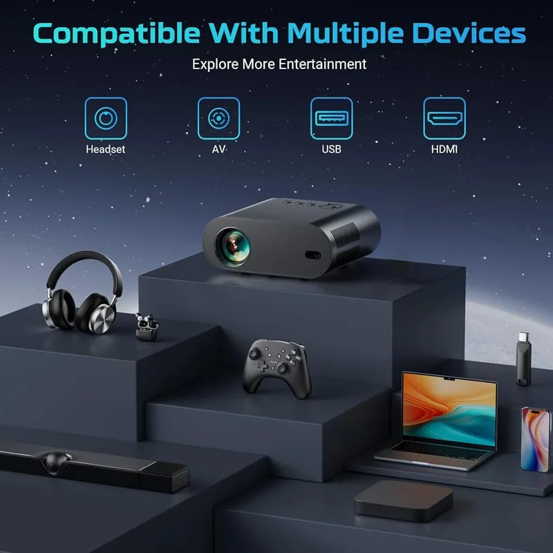 2025 Huaweishi L007 4K 1000ANSI Native 1080P Projector Auto Focus Keystone Correction BT5.2 Android 11 WIFI6 Home Cinema