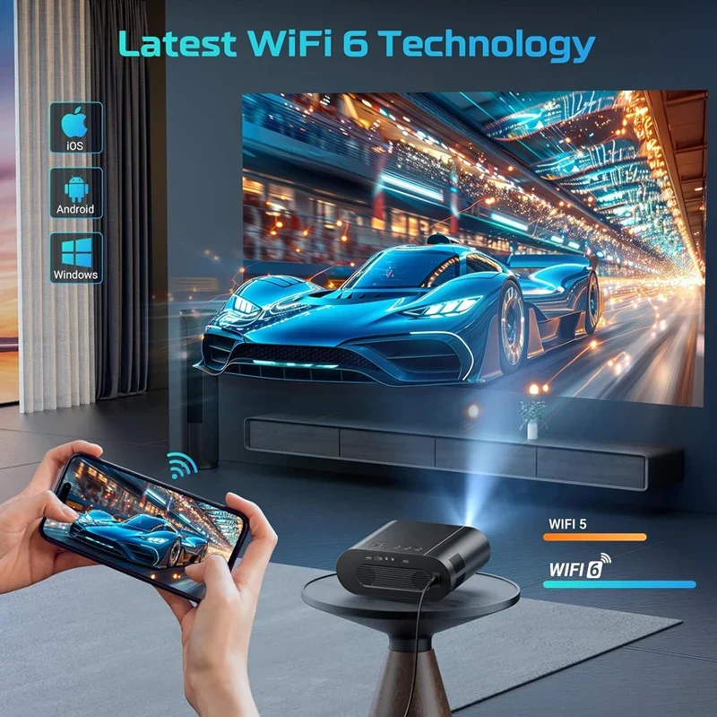 2025 Huaweishi L007 4K 1000ANSI Native 1080P Projector Auto Focus Keystone Correction BT5.2 Android 11 WIFI6 Home Cinema