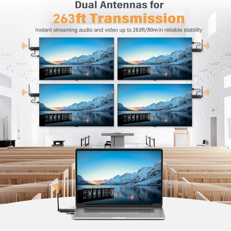 1080P 80m Wireless HDMI Transmitter and Receiver APP Monitor Video Transceiver Low Latency Plug and Play for PC TV Projector