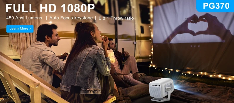 PROGAGA PG370 MAX Projector HD 1080P 4K Android Projector 700ANSI Video Projector Home Theater Portable Projector for Smartphone