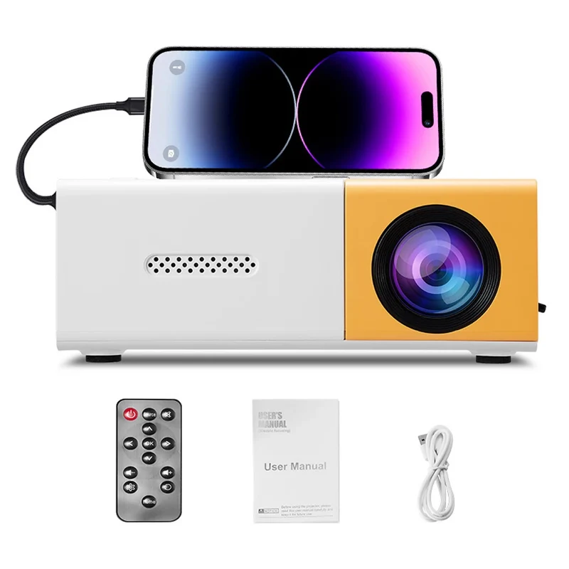 Compact Mini Projector, 320*240 Native Supporting 1080P USB Connectivity, Remote Included | Works with Smartphones, Tablets