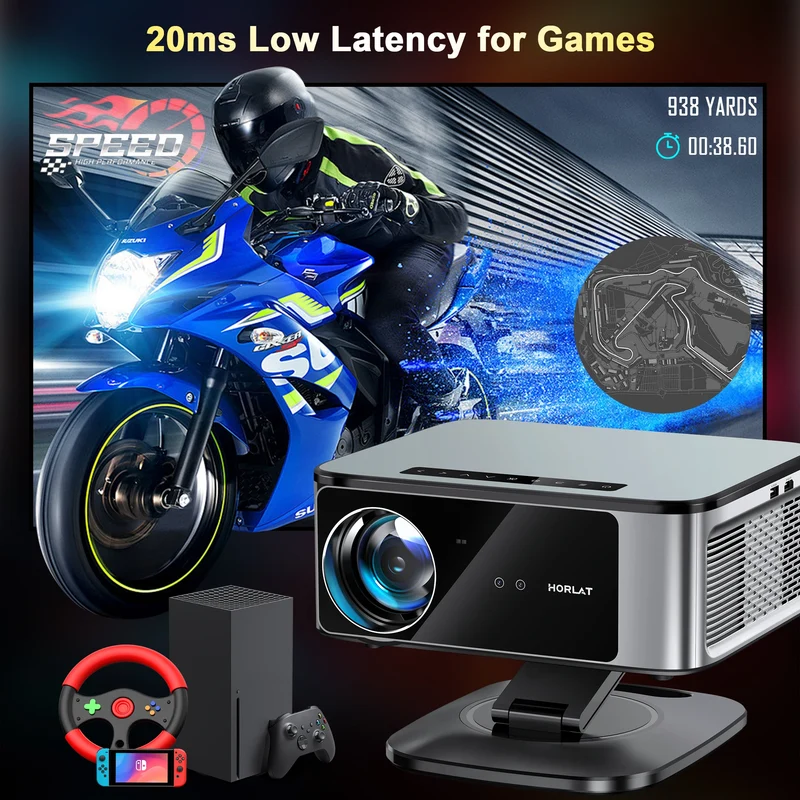 HORLAT Google TV Android 14 Projector 3000ANSI Lumens Auto Focus WiFi 6 3D Full HD 1080P 4K Support Smart Home Theater Projector