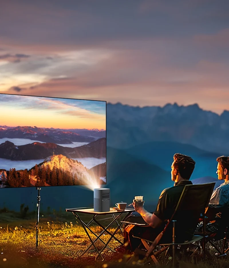 VEVSHAO V30 1080P Portable LED DLP Projector with Built-in Battery Smart Wifi Android System 3D Ready for Home and Outdoor Use