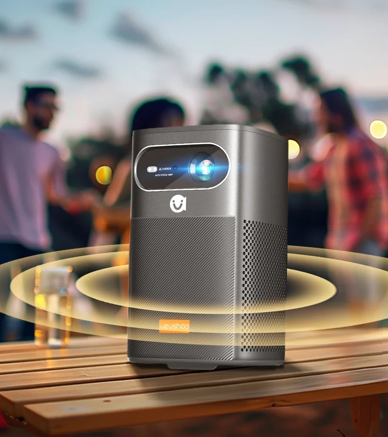 VEVSHAO V30 1080P Portable LED DLP Projector with Built-in Battery Smart Wifi Android System 3D Ready for Home and Outdoor Use