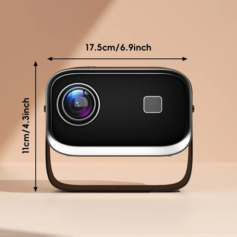 Mini 4K Projector Wall Projector, Portable Outdoor Movie Projector with Built-in Wi-Fi, Speaker & Digital Keystone, HDMI/BT,
