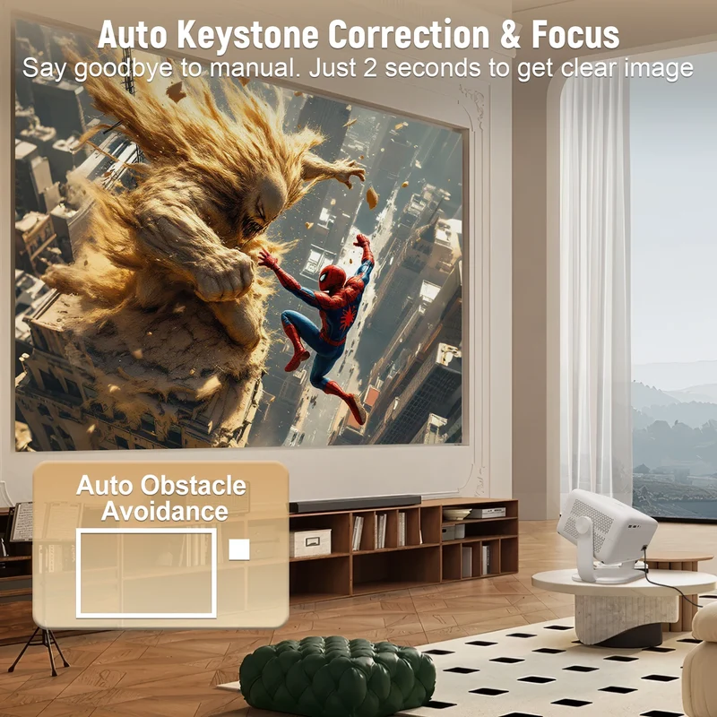 Velec Projector Compatible with Netflix 650ANSI Android 13 Portable 4K Native Wifi6 BT5.2 1080P TP350 Auto Keystone Correction