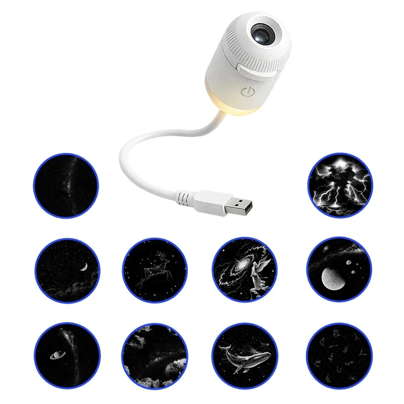 Mini Star Projector Night Light Starlight Atmosphere Lamp with Eye Protection for Bedroom Ceiling USB Rechargeable Aurora Light