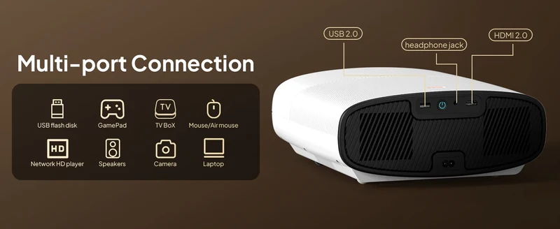 VEVSHAO A22 Full HD 1080P Projector 4K 1000ANSI Android WiFi Auto Focus 10W*2 Home Theater Projector for Office Meeting Video
