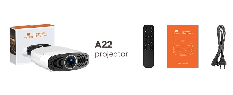 VEVSHAO A22 Full HD 1080P Projector 4K 1000ANSI Android WiFi Auto Focus 10W*2 Home Theater Projector for Office Meeting Video