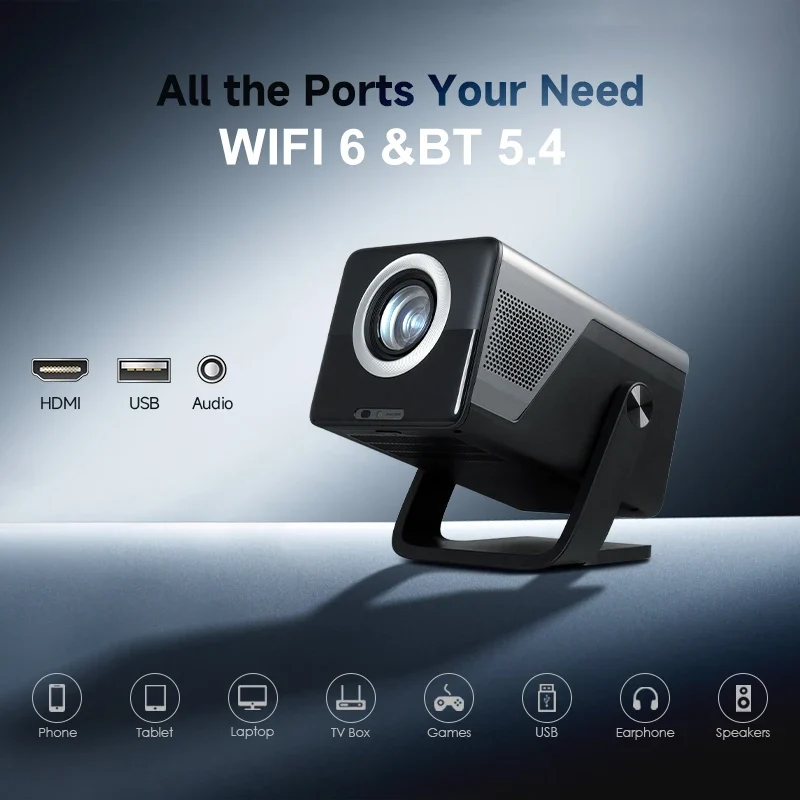 HUAWEISHI Full HD 1080P Projector 4K 1200 ANSI Android WiFi 6 Auto Focus Home Theater Projectors for Movie Meeting Video