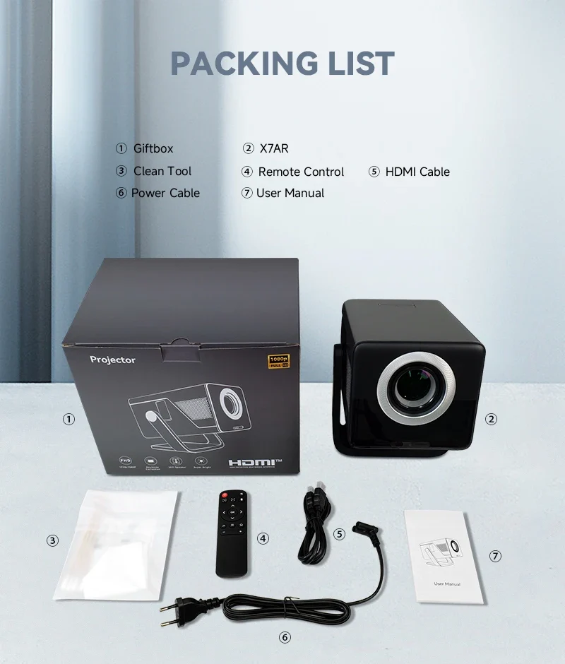 HUAWEISHI Full HD 1080P Projector 4K 1200 ANSI Android WiFi 6 Auto Focus Home Theater Projectors for Movie Meeting Video